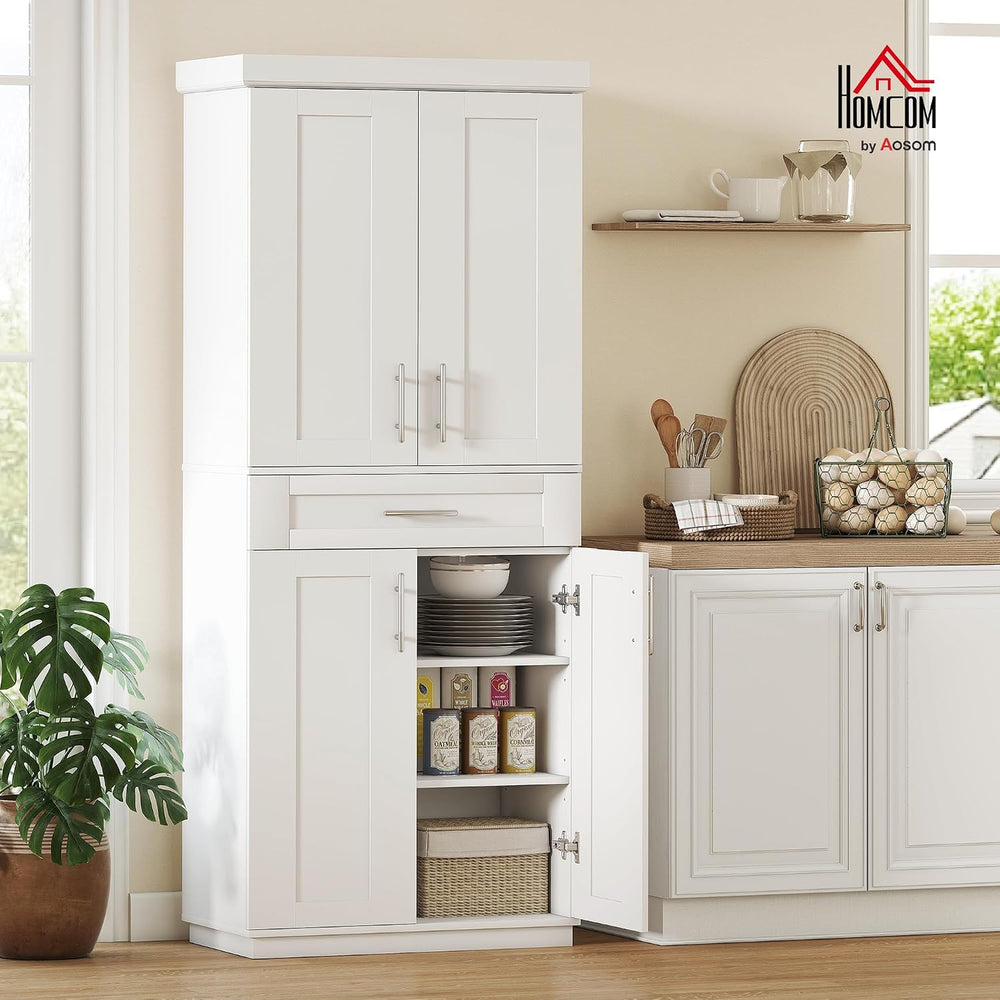 HOMCOM 72" Kitchen Pantry Cabinet Freestanding Storage Cabinet White | 4...