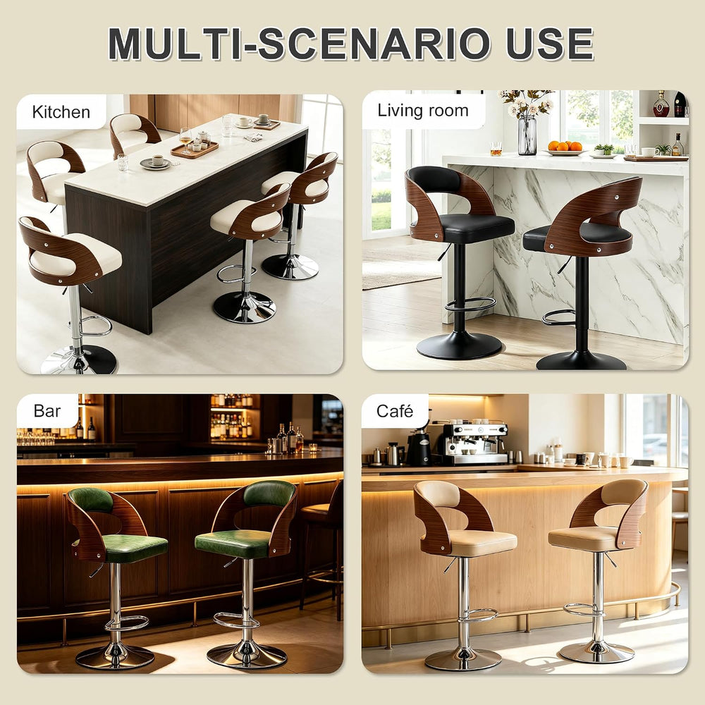 Modern Swivel Bar Stools Set of 4, Adjustable Count Height Barstools