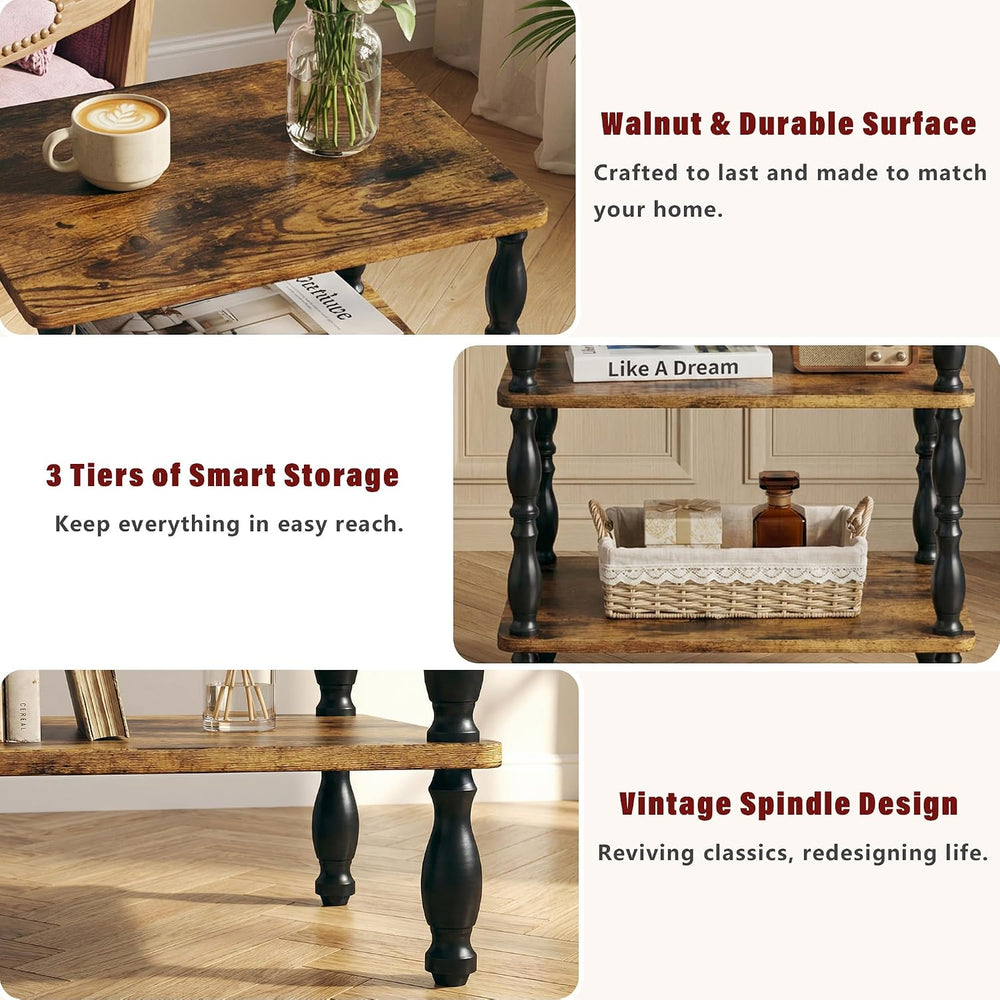 Side Table, 3-Tier Small End Table, Modern Oval Night Stand Accent Table for ...