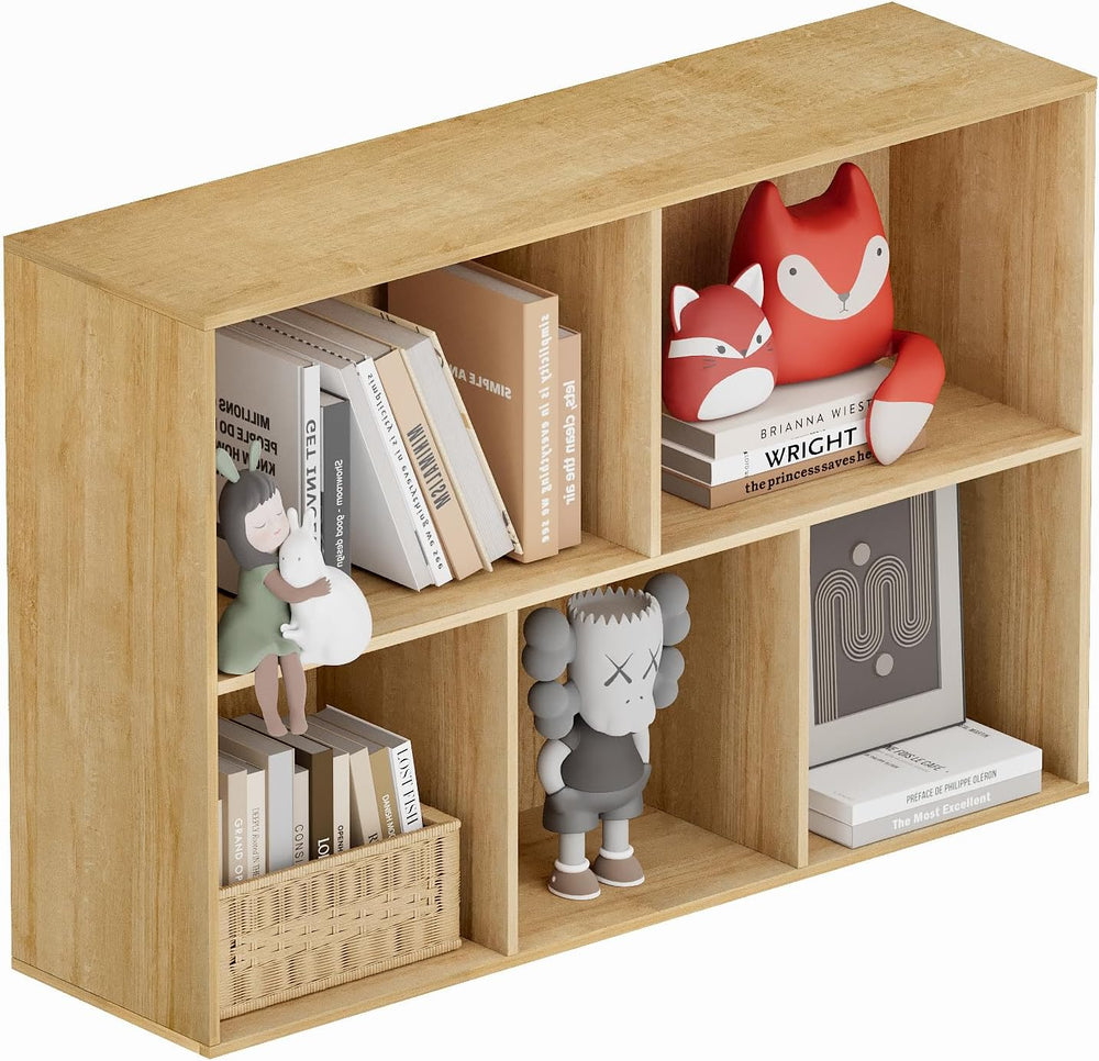 Book Shelf, Wooden Cube Storage Organizer with 11" Open Cubes, Stackable...