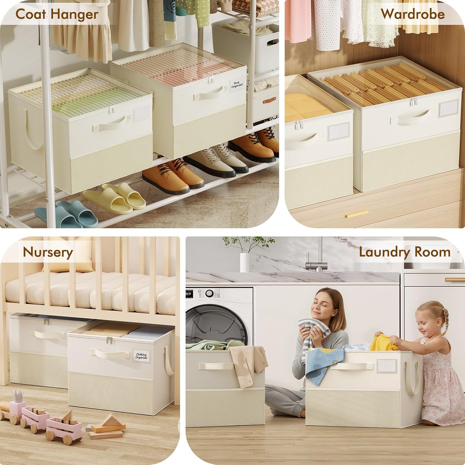 Plus Size 2 Pack Shoe Organizer for Closet, Foldable Shoe Storage Box | 16–24 Pair Shoe Storage for Sneakers, Boots & Heels with Adjustable Dividers, Clear Cover & Space Saving Closet Storage