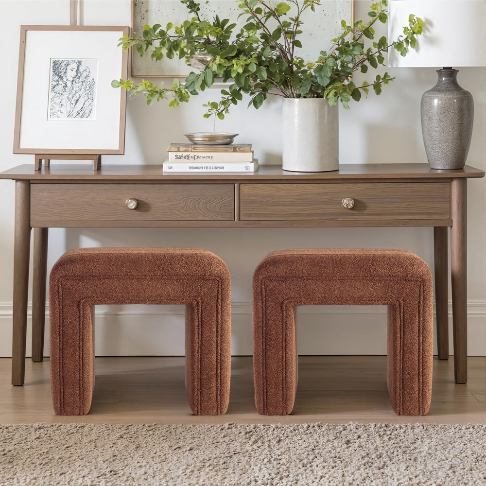Get Set Style Vanity Stool Chair,Modern Boucle Ottoman Foot Stool with Wooden...
