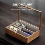Muso Wood 7 Slot Men's Walnut Watch Box with Glass Lid, Watch and Sunglasses Organizer, Father's Day Gift - Brown