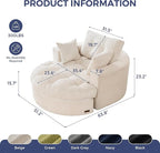 MAXYOYO Modular Sectional Chaise Lounge Sofa, Round Upholstered Lounge Chair with Ottoman, Comfy Couch with Layered Cushion, Tufted Sleeper Chair for Living Room, No Assembly, Beige