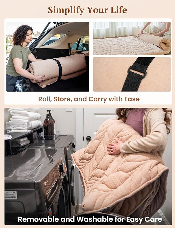 ZonLi Japanese Floor Mattress Futon Mattress Twin Size, 4" Thicken Roll Up Tatami Mat w/ 100% Cotton Washable Cover, Portable & Foldable Floor Bed Mattress for Sleeping, Dormitory, Adult Kids, Coffee