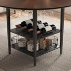 VFK 47" Round Dining Table Set with Storage Steel Legs & Sunburst Design, 5-Piece Modern Wooden Kitchen Set for 4-6 People, Includes 4 Comfortable Chairs for Dining Room, Living Room or Kitchen