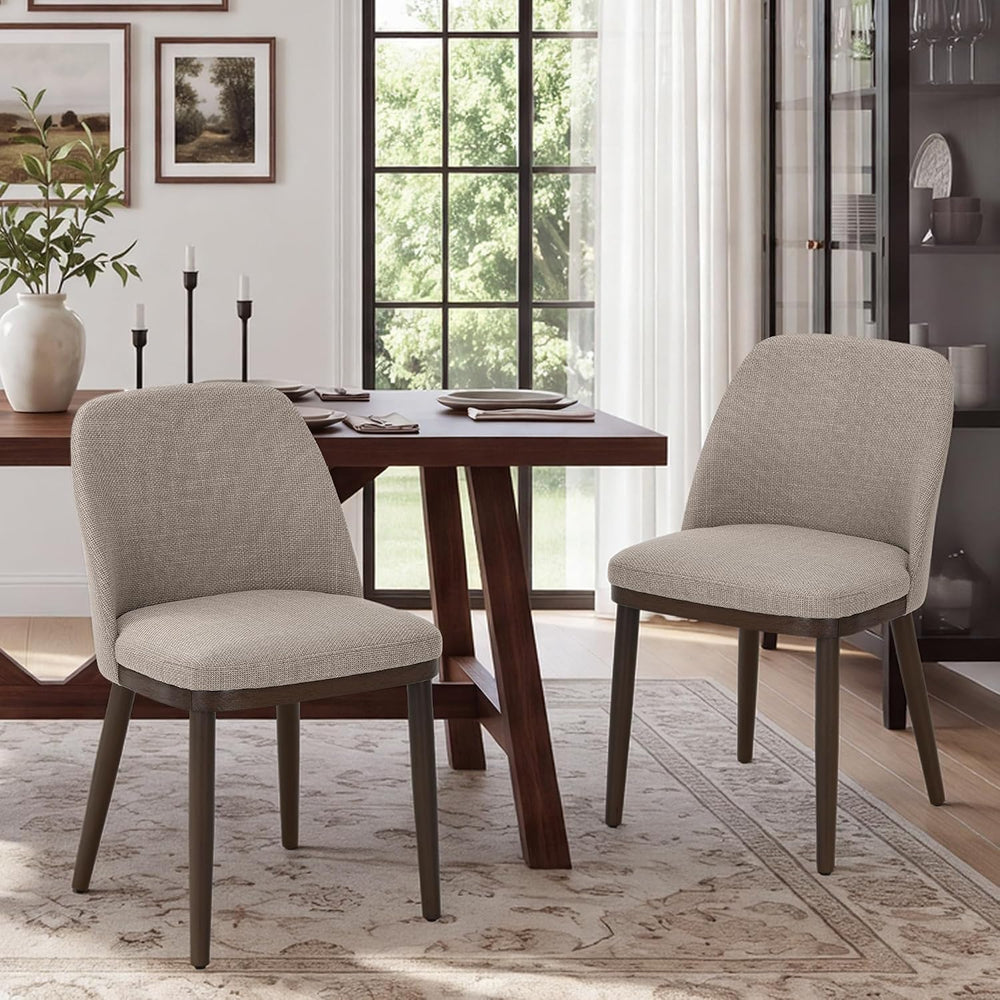 COLAMY Upholstered Dining Chairs Set of 2, Modern Dining Room Chairs, Fabric ...