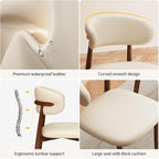 Kitchen Dining Chairs Set of 6 Modern Upholstered Leather Farmhouse Dining Room Chair with Metal Legs, Walnut/Beige