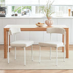 Beige Fabric Dining Chairs Set of 2, Armless Upholstered Kitchen Chair,Modern Dining Room Chair with Curved Backrest