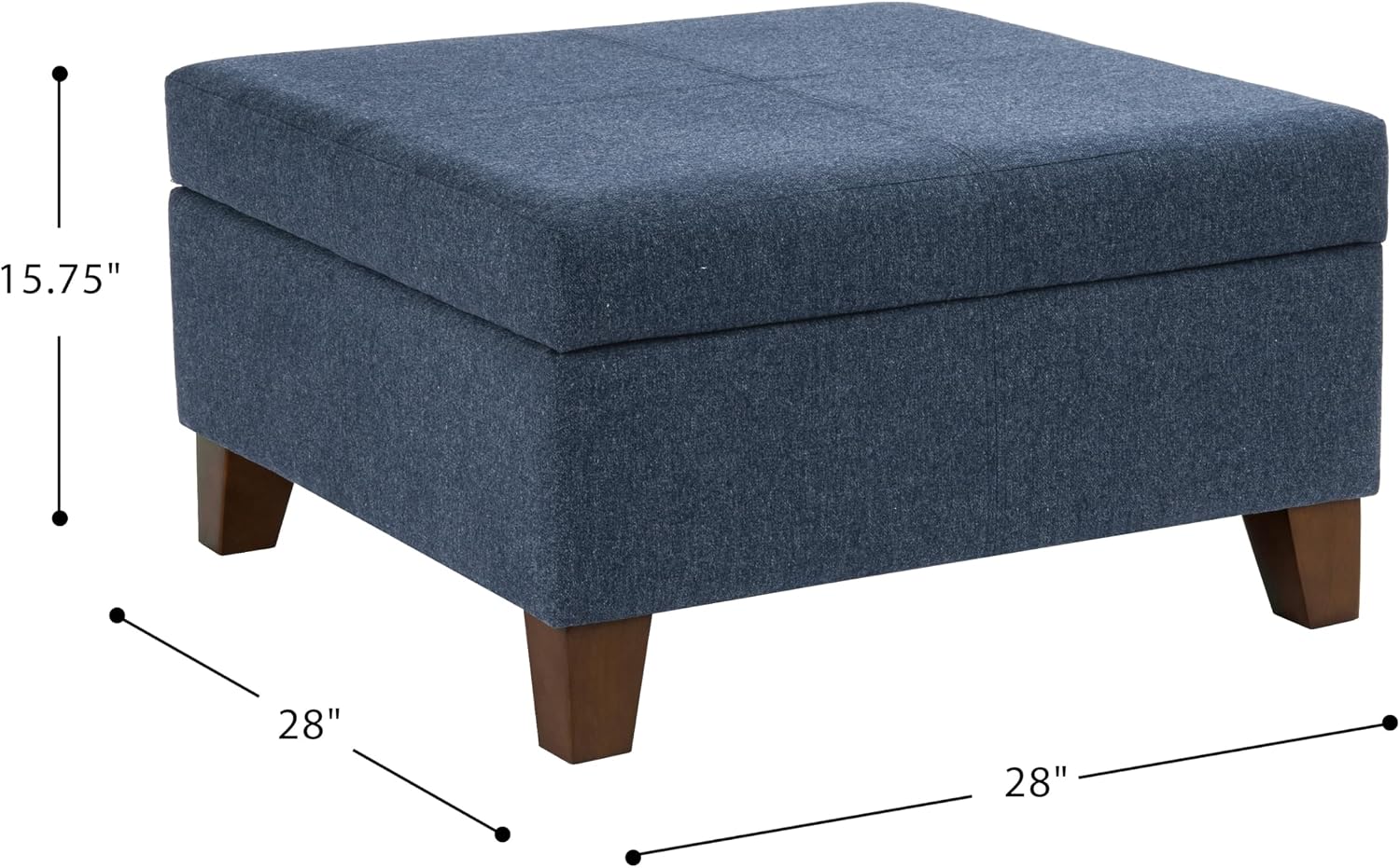 HomePop Harper Luxury 28" Storage Ottoman - Blue Woven Fabric