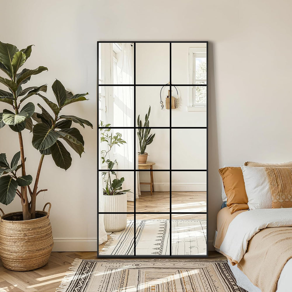 Large Window Pane Full Length Mirror 28"x55" Black