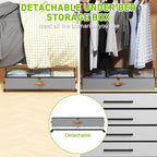 Under Bed Storage with Wheels, 4 Pack Under Bed Storage Container with Dividers & Clear Lids, Under the bed storage Organizer Bins,Underbed Storage with Wheels for Clothes,Toys,Shoes (GREY)