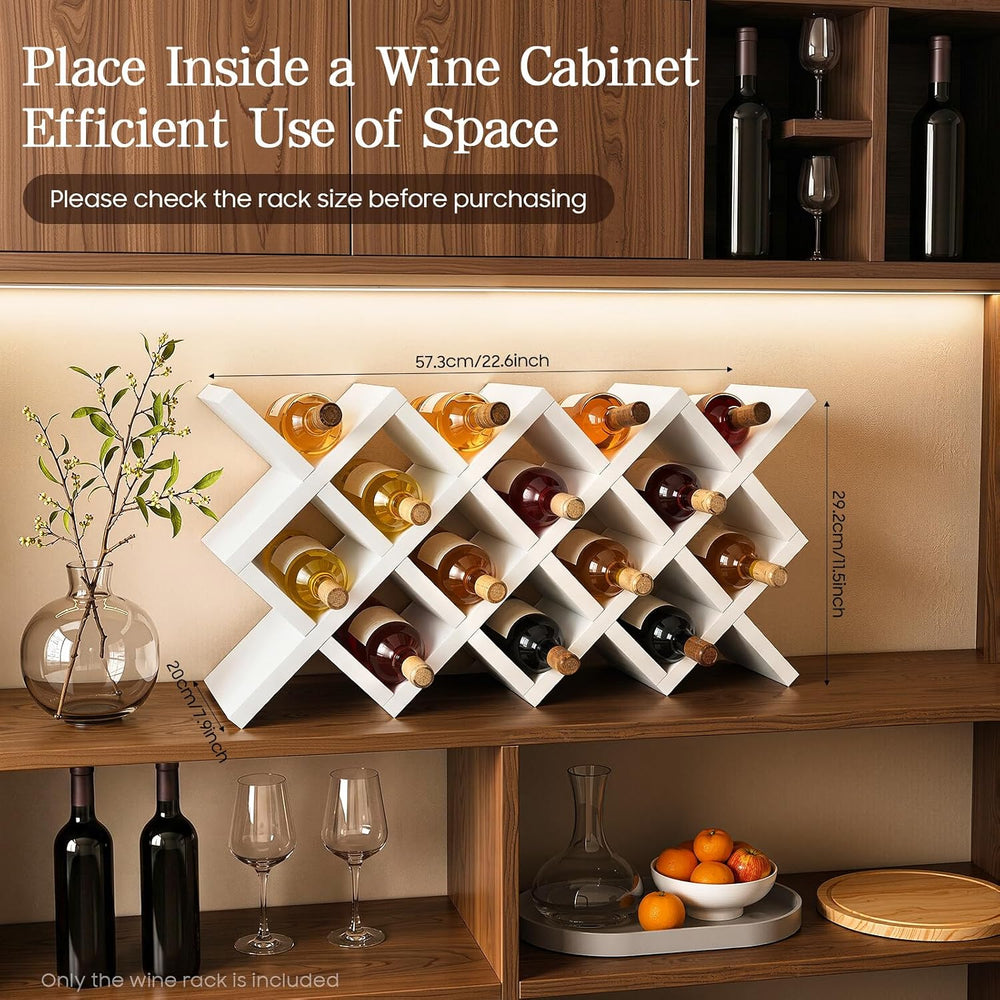 10 Grids Wooden Wine Rack – Wall Mounted or Countertop Storage, Diamond Latti...