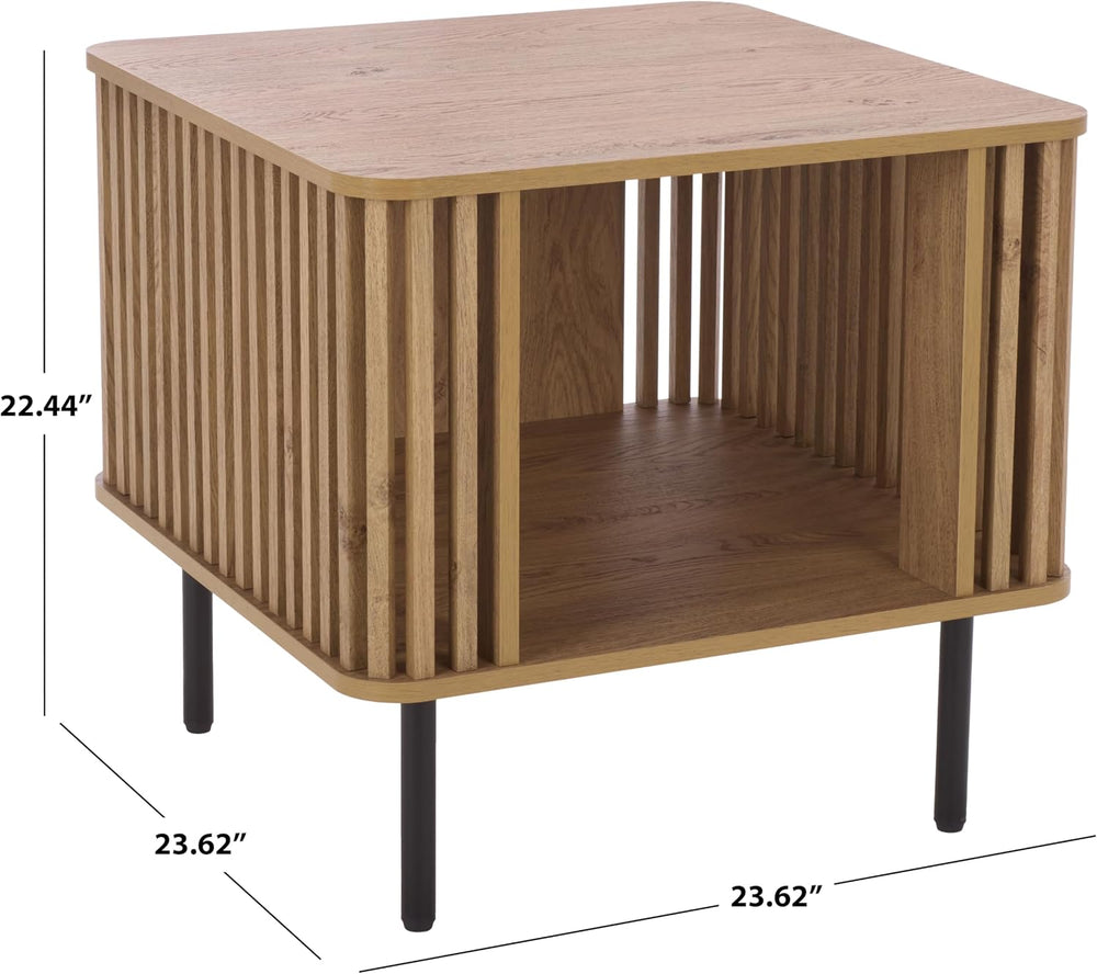 SAFAVIEH Home Collection – Kiyoshi Square Accent Table, Oak Finish & Blac...