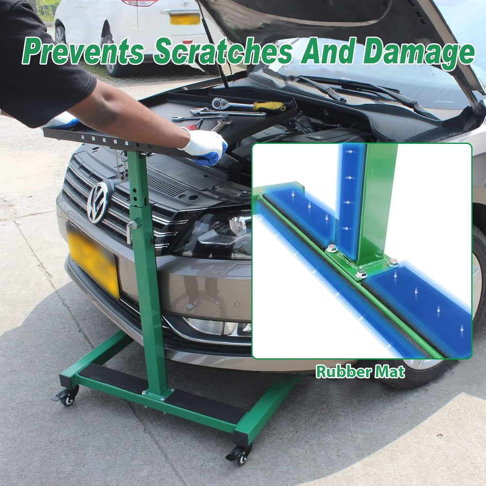 Adjustable Height Mobile Work Table, Foldable Table with Heavy Duty Steel, Ro...