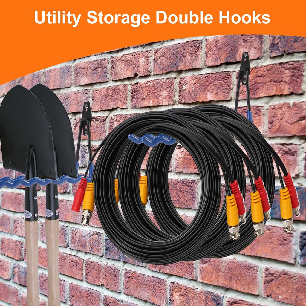 Wall Mounted Garage Hooks Tool Organizer, 12.4 Inch Garage Storage Hook Heavy Duty Utility Wall Hangers Blue for Ladders, Hose, Garden Tools, Set of 4