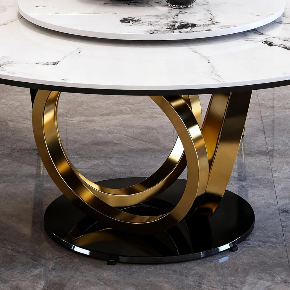 Montary 53” Modern Round Dining Table for 4-8 Seat, Artificial Marble Dining ...