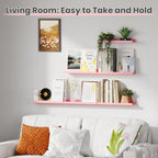 upsimples Pink Shelves for Wall, Pink Room Decor for Teen Girls, Bedroom, Living Room, Game Room, 6 Pack Wall Mounted Wood Shelves for Picture, Plants