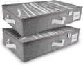 HOMELUX THEORY 2pc Under Bed Storage Containers, Bedroom Under the Bed Drawer Storage Organizer with Bins and Lids, Medium Underbed Clothes Storage Box Ideal for Blanket, Fabric, & Shoes (LightGray)