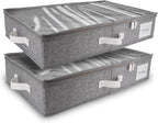 HOMELUX THEORY 2pc Under Bed Storage Containers, Bedroom Under the Bed Drawer Storage Organizer with Bins and Lids, Medium Underbed Clothes Storage Box Ideal for Blanket, Fabric, & Shoes (LightGray)