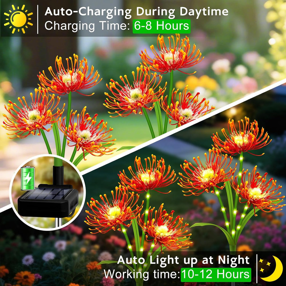Solar Garden Flower Lights Outdoor,Fall Decor with Glowing Stems