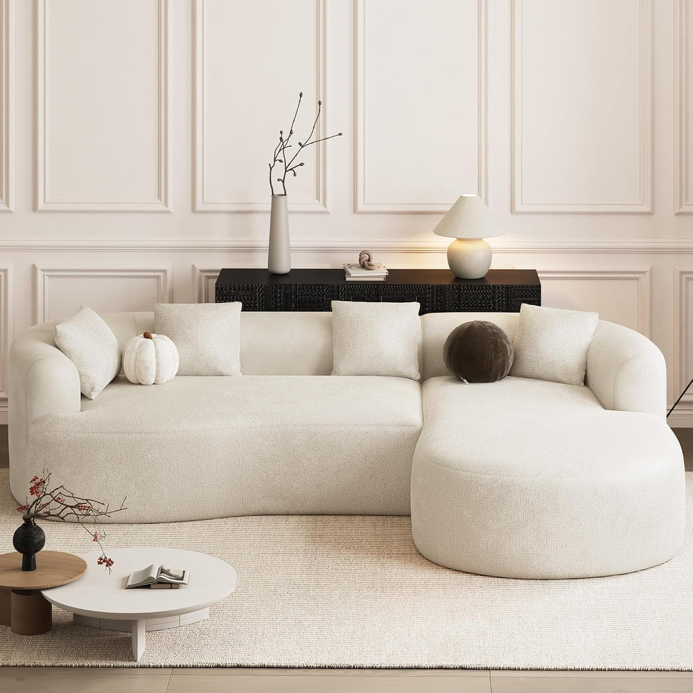 ONEMMLION 111" Oversized L-Shaped Sectional Sofa, Beige White | Luxury m...