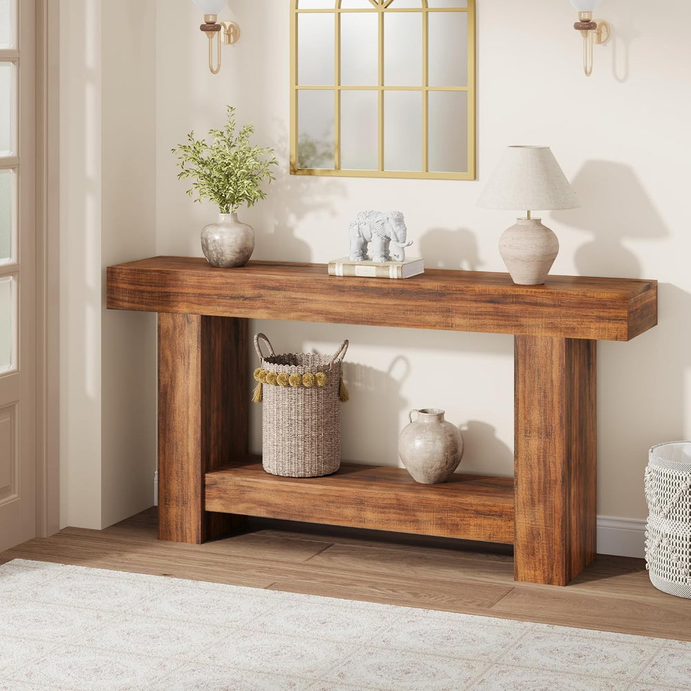 GAOMON 63" Farmhouse Console Table for Entryway - 2-Tier Storage Shelf, ...