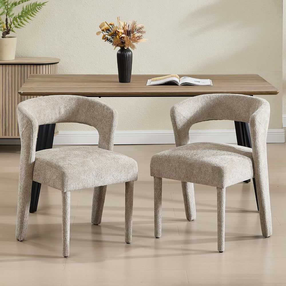 Mid-Century Upholstered Dining Chairs Set of 6, Modern Chenille Barrel Dining...