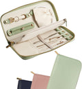Travel Jewelry Organizer Case - for Tangle-Free Necklaces, Earrings, Rings, Bracelets Storage, Travel Essentials, Fashion Portable Jewelry Travel bags for Women - Medium Macaron Green