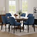 VKNOW Wooden Dining Chairs Set of 6, Upholstered Dining Room Chairs with Rubberwood Legs and Padded Seats, Kitchen Chairs for Restaurant Kitchen Living Room, Blue