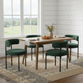 Boucle Dining Chairs Set of 4, Green Dining Chairs with Upholstered Seat and Round Back, Mid-Century Modern Kitchen Chairs for Dining Room, Restaurant