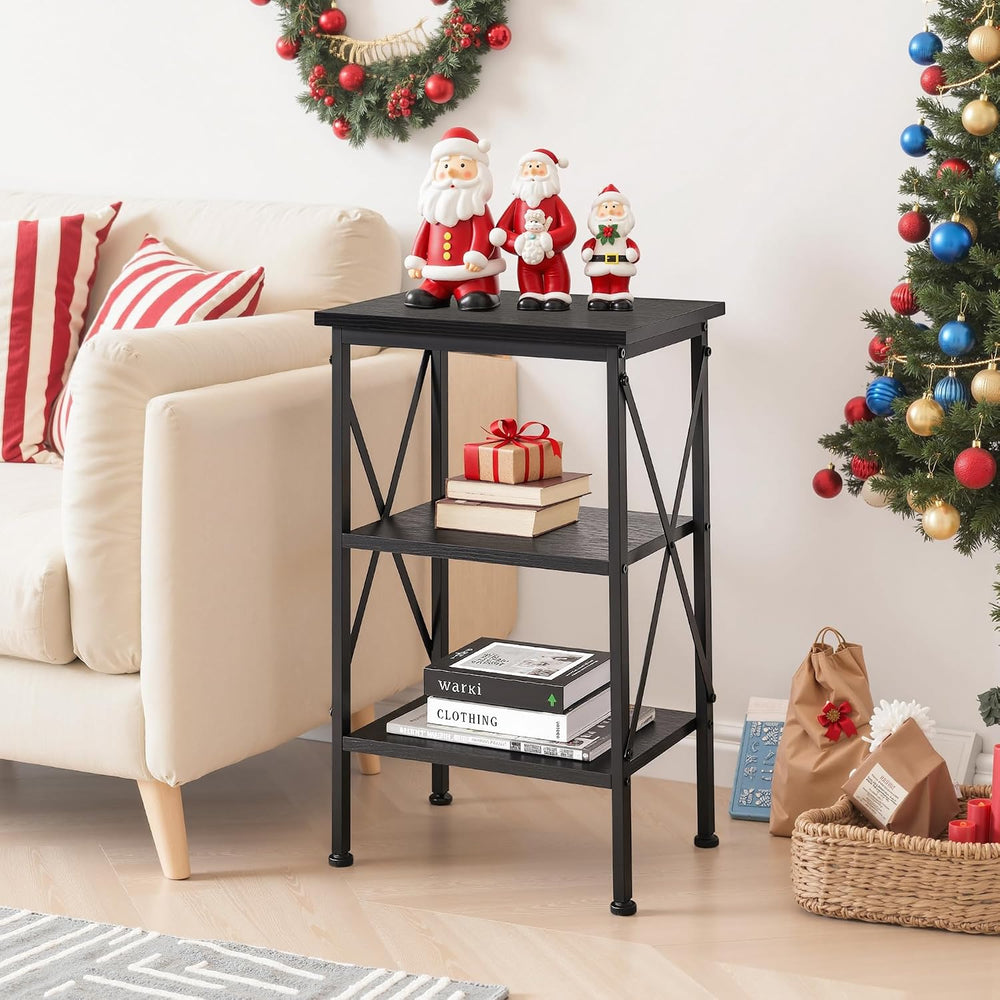 VECELO End Side Table Night Stand,X-Design with Storage Shelf for Bedroom,Liv...