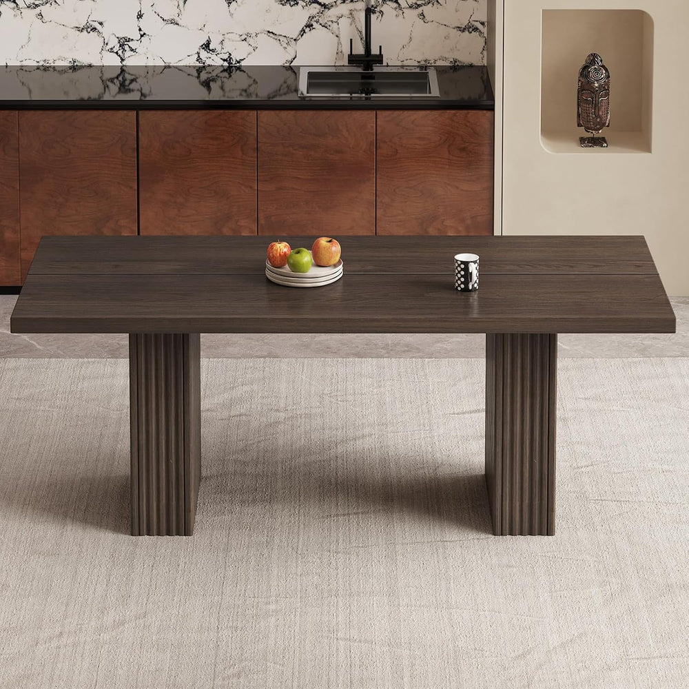 66.93" Rectangle Dining Table for 2-6, Farmhouse Kitchen Table with Stur...