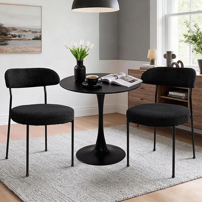 SoarFlash Kitchen Table and Chairs for 2, 24" Dining Table Set for 2 with Velvet Upholstered Chairs, 3 Piece Round Kitchen Table Set, Dining Room Table Set for Small Space, Apartment