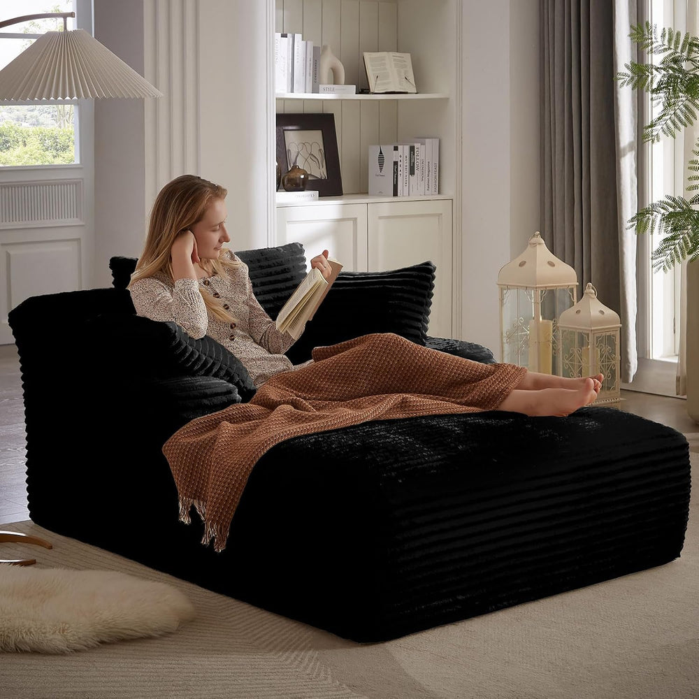 Lakifun 49.2" Oversized Chaise Lounge Chair, Deep Seat Upholstered Cozy ...