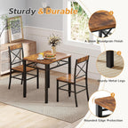 Zevemomo 3-Piece Dining Table Set, Dining Table for 2, Small Table and Chairs Set of 2, Breakfast Nook Table Set with 2 Curved Backrest Chairs, for Small Spaces & Apartment-Brown