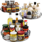 LAMU 3 Pack Lazy Susan Organizer Turntable for Cabinet, Condiment Organizer for Kitchen Pantry Organizers and Storage, Table Top, Fridge, Countertop, Spice Organization, 12'' 10.6'' 9.25'', Grey