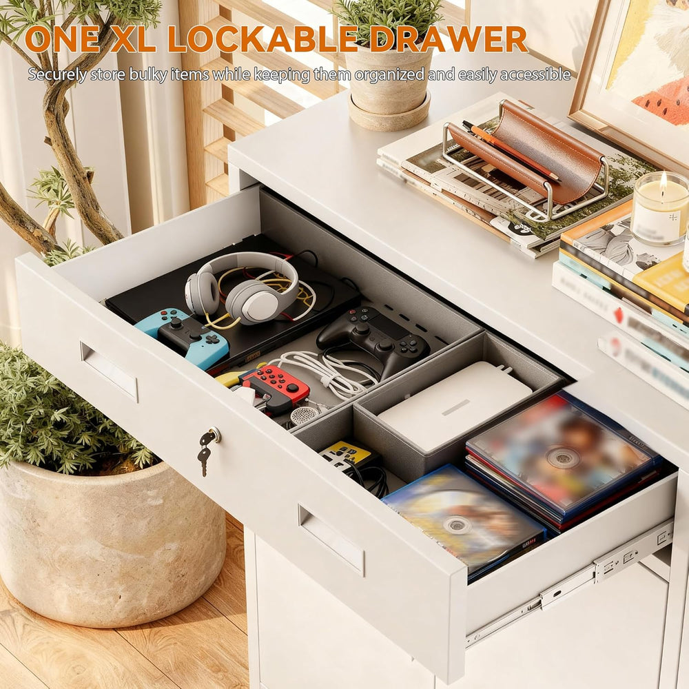 BESFUR Metal Storage Cabinet, Garage Storage Cabinet with One Drawer and Adju...