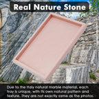 Real Natural Marble Tray for Bathroom, Vanity, Kitchen and Desktop, Rectangle Genuine Marble Stone Tray for Jewelry, Cosmetics, Candles, Lotion, Perfume and Home Decor