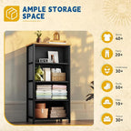 DWVO 4 Drawers Dresser, Small Dresser for Bedroom, Fabric Storage Tower, Chest of Drawers, Organizer Unit for Closets, Living Room, Sturdy Steel Frame, Wooden Top, Easy Pull Handle