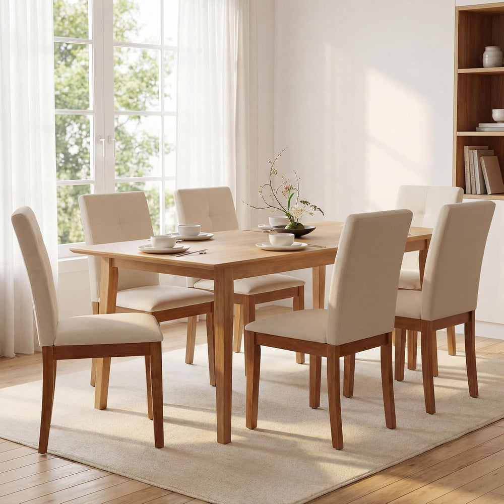 LSSBOUGHT Upholstered Kitchen & Dining Room Chairs with High Back, Linen ...