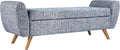 HomePop 60" Modern Storage Bench with Wood Legs - Blue Gray Woven Fabric