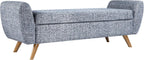 HomePop 60" Modern Storage Bench with Wood Legs - Blue Gray Woven Fabric
