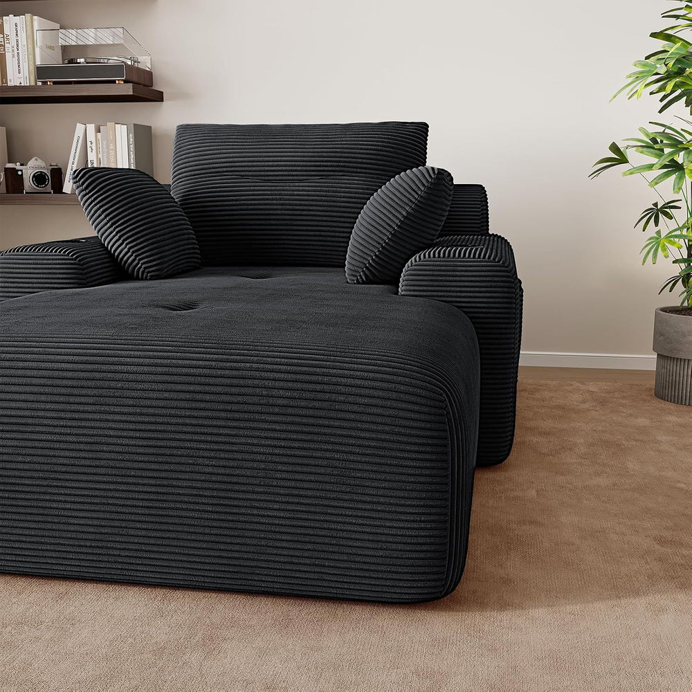 69” Oversized Chaise Lounge Chair Indoor, Soft Floor Chaise Lounge Reading Ch...