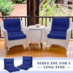 Geetery Outdoor Chair Cushions Set of 4 for Patio Lawn Furniture Wicker Rocking Dining Chairs 42x21x4 Inch High Back Seat Pads Replacement with Ties Weather-Resistant Fade-Resistant Indoor(Navy Blue)