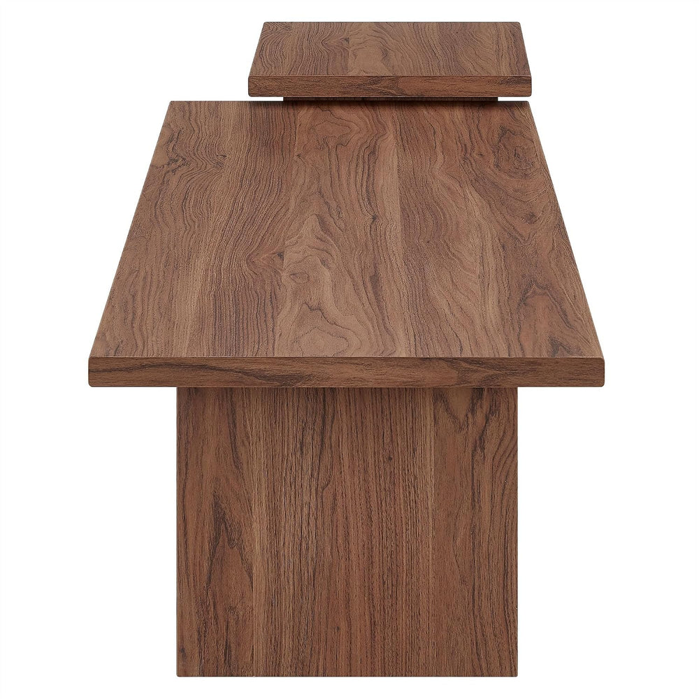 Modway Render Slatted Nesting Coffee Table Set in Walnut - 2 Piece Low Profil...