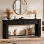 Tribesigns 70.9-Inch Long Console Table with 3 Drawers, Farmhouse Entryway Table with Storage, Rectangular Narrow Sofa Table Behind the Couch, Accent Table for Hallway, Living Room, Entry, Black