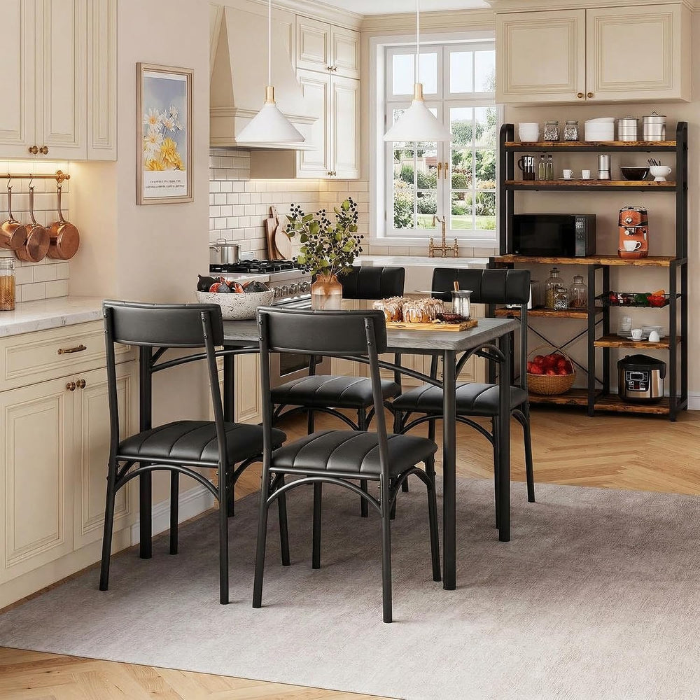 IDEALHOUSE Dining Table Set for 4, Kitchen Table and Chairs for 4 with Uphols...