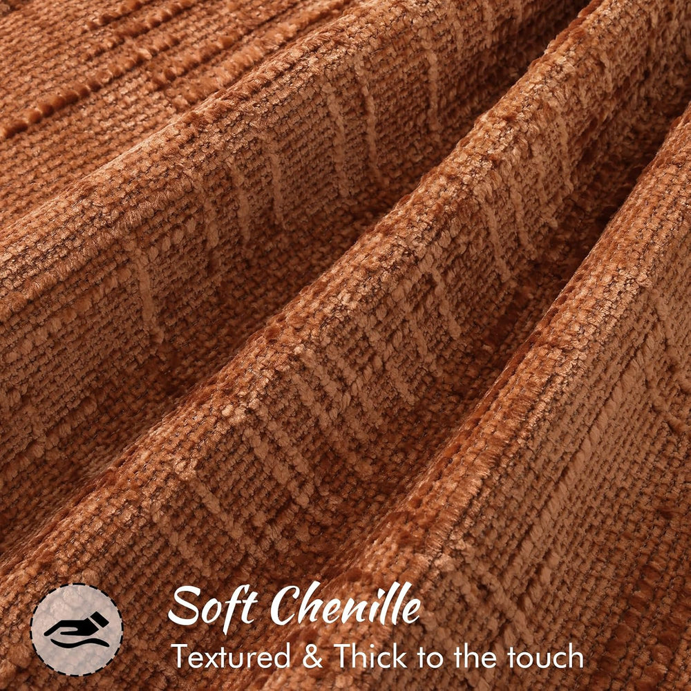 decorUhome Chenille Decorative Throw Pillow Covers 20x20 Set of 2, Rust
