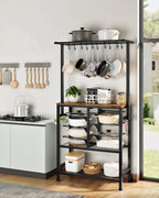 CHOEZON Pots and Pans Organizer Rack, Kitchen Bakers Rack, Multi-Tier Storage Shelf, Kitchen Island Table, Cooking Rack with Pots and Pans Storage, Rustic Brown and Black TPR60BF
